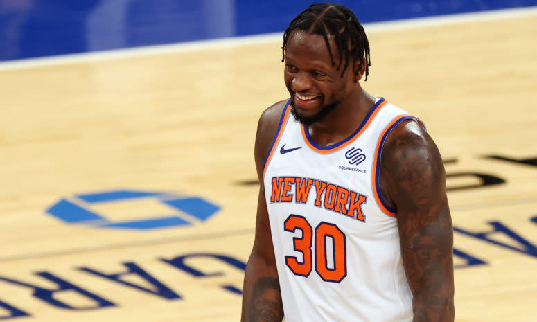 Julius Randle #30 of the New York Knicks smiling