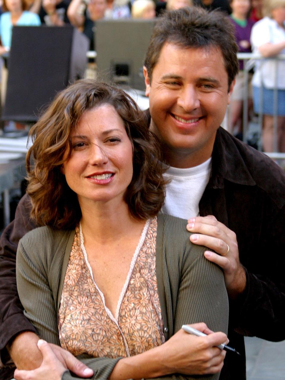 Amy Grant and husband Vince Gill during Amy Grant and Vince Gill Perform on The Today Show Summer Concert Series - July 12, 2002 at NBC Studios Rockafeller Center in New York City, New York, United States