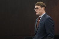 Defense attorney Rick Cofer talks about forgiveness as he addresses the jury during the sentencing portion of Kaitlin Armstrong's murder trial at the Blackwell-Thurman Criminal Justice Center on Friday, Nov. 17, 2023, in Austin, Texas. Armstrong was found guilty of killing Anna "Mo" Wilson in May 2022 and sentenced to 90 years in prison. (Mikala Compton/Austin American-Statesman via AP, Pool)