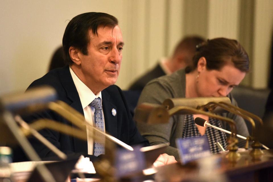 The Assembly Appropriations Committee hearing is underway, where lawmakers have votes planned to advance marijuana legalization. Assemblyman John Burzichelli, D-Gloucester, the committee chairman, said legal weed could be delayed until later into today's hearing, on Monday, March 18 2019 at the New Jersey State House in Trenton.