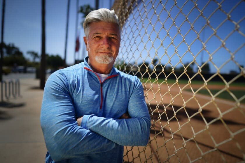 Encinitas, CA - May 10: Bernard "Benny" Gallo stands at ball field at Paul Ecke Sports.