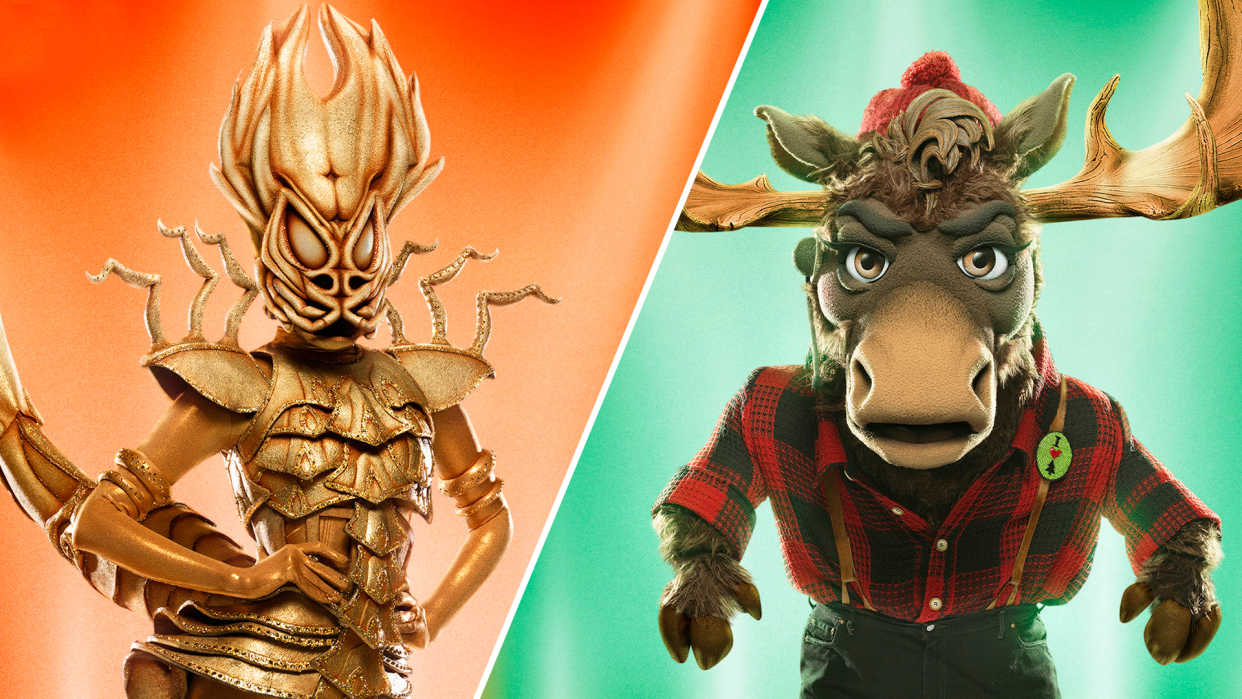 The Scorpio and Moose go home on 'The Masked Singer' Season 9's '80s Night. (Photos: Fox)