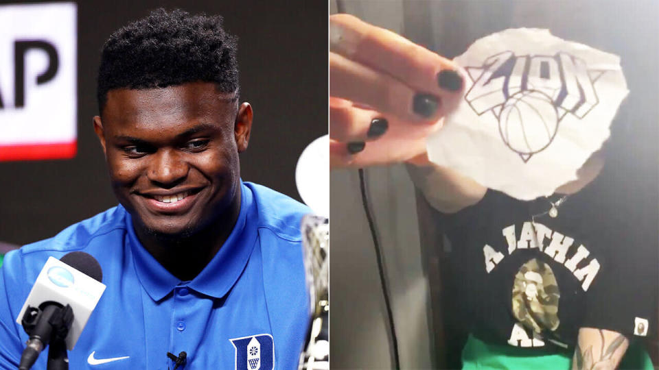 This Knicks fan will no doubt regret getting a Zion Williamson tattoo. Pic: Getty/Twitter