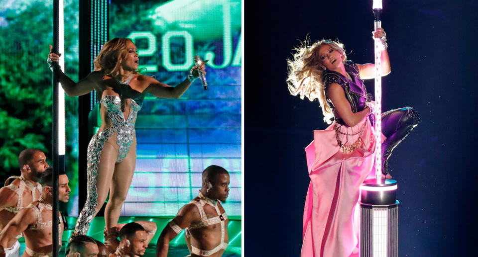 Jennifer Lopez showed of her pole dancing prowess at the Super Bowl 2020 (Getty Images)