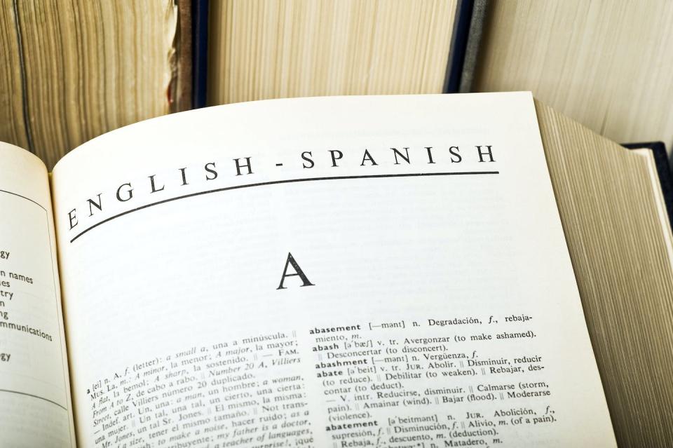 A literal translation may not best serve the aims of its commissioner. <a href="https://www.gettyimages.com/detail/photo/english-spanish-dictionary-royalty-free-image/483136313" rel="nofollow noopener" target="_blank" data-ylk="slk:parema/E+ via Getty Images;elm:context_link;itc:0;sec:content-canvas" class="link ">parema/E+ via Getty Images</a>