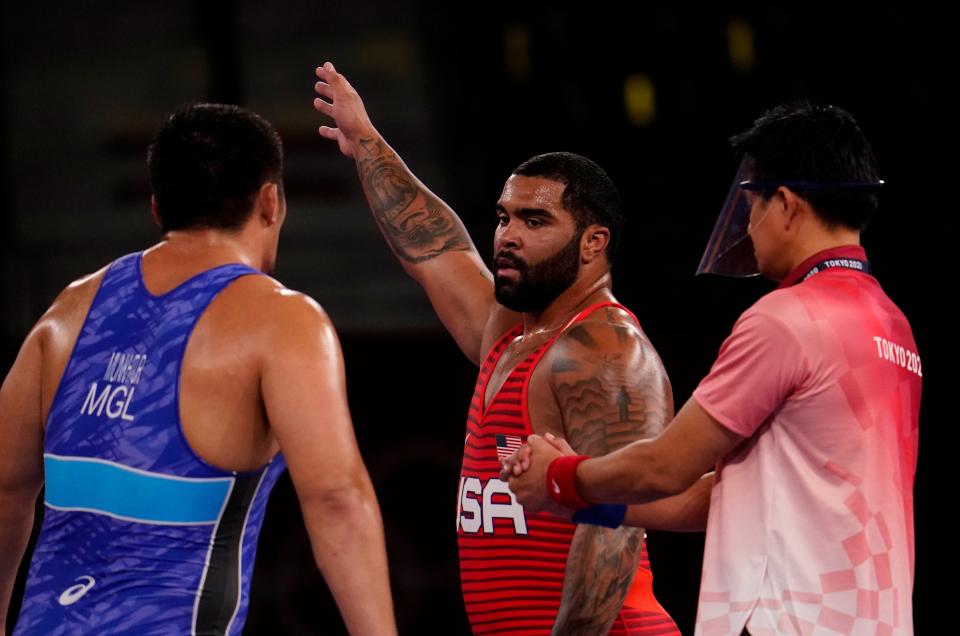 Gable Steveson defeated Lkhagvagerel Munkhtur in the men's freestyle 125kg semifinal during the Tokyo Olympics.