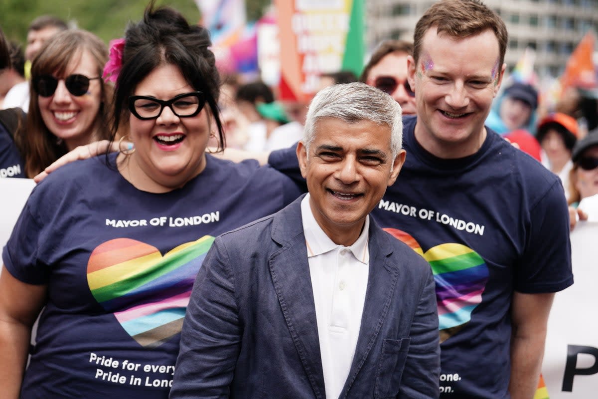 Sadiq Khan also took part in the celebrations but reminded people that it is also a time of protest (PA)