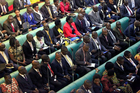 Ugandan lawmakers gather in the parliament to debate a move to change the constitution to extend the president's rule, in Kampala, Uganda September 21, 2017. REUTERS/James Akena