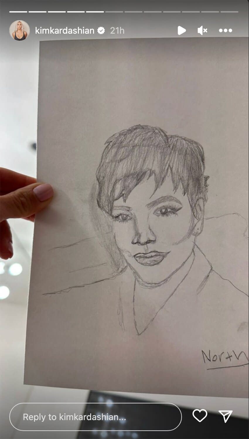 Kim Kardashian Shares North's Pencil Drawings of Little Brother Psalm and Grandmother Kris Jenner