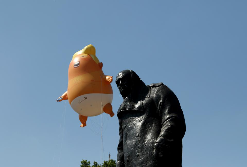 The ‘Trump baby’ blimp near Winston Churchill’s Westminster statue