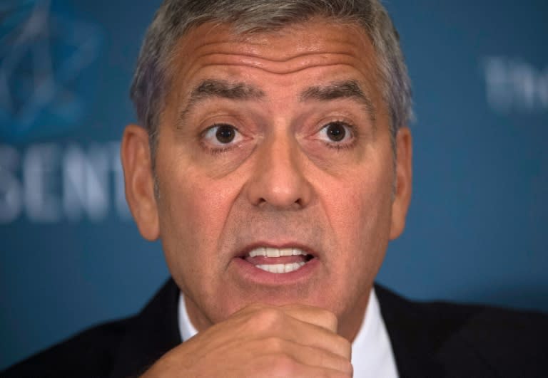 Actor George Clooney, co-founder of Sentry, speaks during a news conference on September 12, 2016, in Washington, DC, to present the report "War Crimes Shouldn't Pay: Stopping the looting and destruction in South Sudan"