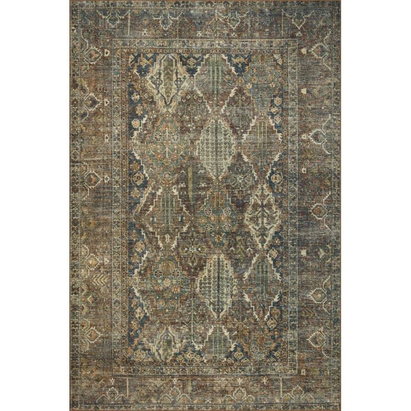 Magnolia Home By Joanna Gaines X Loloi Banks Machine Washable Spice / Blue Area Rug