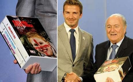 David Beckham delivers England's bid book to Fifa boss Sepp Blatter in 2010 - Getty Images
