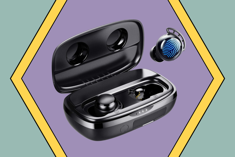 Tribit Wireless Earbuds,150H Playtime Bluetooth 5.2 IPX8 Waterproof Touch Control Ture Wireless Bluetooth Earbuds with Mic Earphone in-Ear Deep Bass Built-in Mic Bluetooth Headphones, Flybuds 3