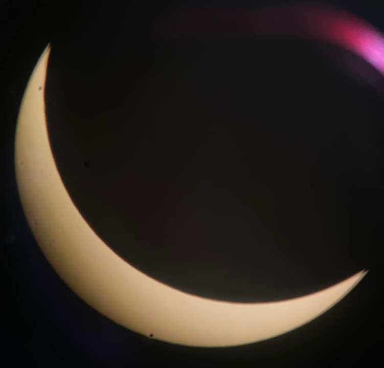 Eclipse seen from McPherson using a telescope (Courtesy: Patrick Carr)