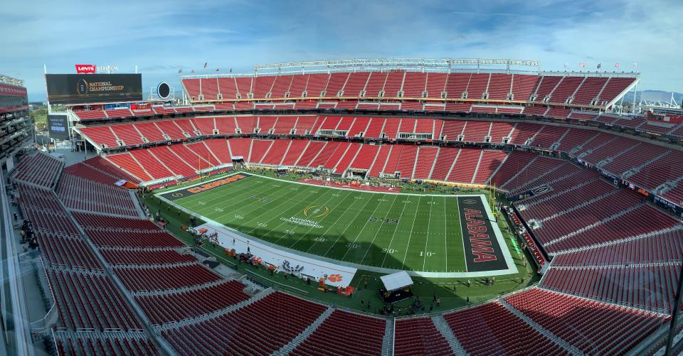 A general view of the stadium before the 2019 College Football Playoff Championship game between the Alabama Crimson Tide and Clemson Tigers at Levi's Stadium.