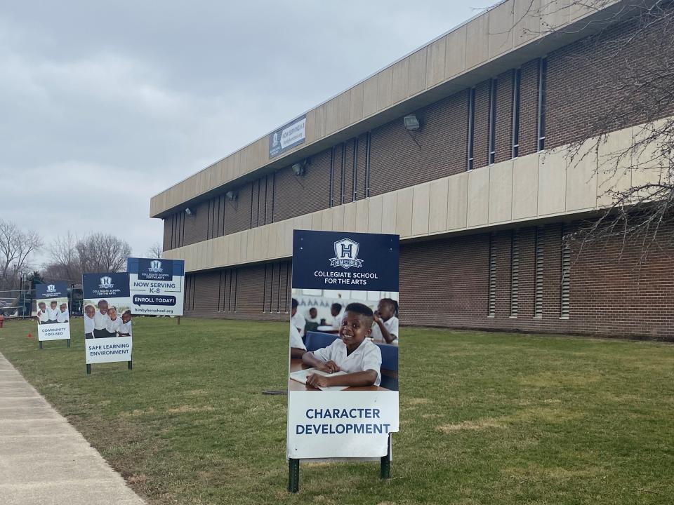 The HIM by HER collegiate school for the arts is an east side charter school in Indianapolis that is set to close on Jan. 20 after school leaders said they did not have enough students to sustain their 200,000-square-foot facility, on Jan. 6, 2023.