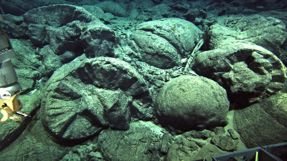 Submarine extrusion of magma produces a characteristic pillow lava.