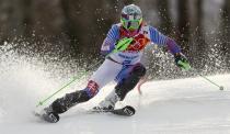 Slovakia's Adam Zampa skis during the slalom run of the men's alpine skiing super combined event at the 2014 Sochi Winter Olympics at the Rosa Khutor Alpine Center February 14, 2014. REUTERS/Dominic Ebenbichler (RUSSIA - Tags: SPORT SKIING OLYMPICS)
