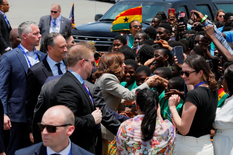 US Vice President, Kamala Harris, arrives at the Kotoka International Airport in Ghana