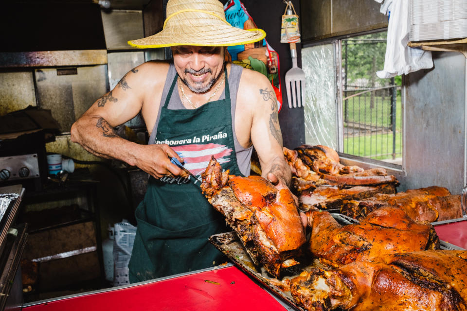 Times food critic Pete Wells’ three-star review of Lechonera La Piraña, Angel Jimenez’s Puerto Rican lechon in the South Bronx, N.Y., marked the return of the star ratings after a pandemic hiatus. - Credit: Lanna Apisukh/Courtesy of New York Times