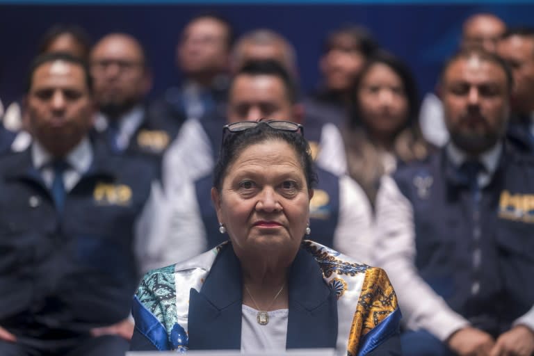 La Fiscal General de Guatemala, Consuelo Porras, asiste a una conferencia de prensa en el edificio del Ministerio Público en Ciudad de Guatemala el 7 de mayo de 2024 (Edwin BERCIAN)