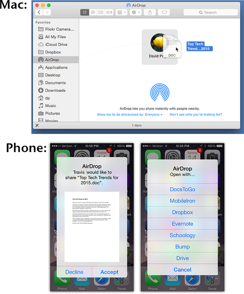 Updated AirDrop feature on Mac and iPhone