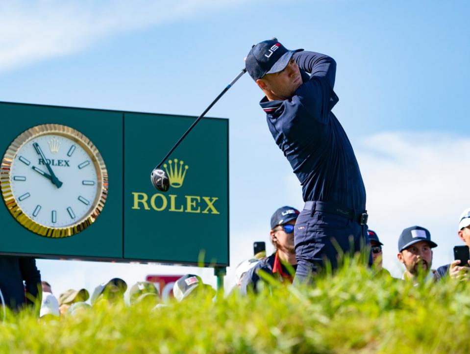 Justin Thomas at the 2023 Ryder Cup at Whistling Straights.<p>Courtesy of Rolex</p>