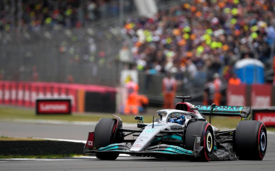 british grand prix 2022 f1 live qualifying silverstone news /&nbsp;Mercedes driver George Russell of Britain steers his car during the third free practice at the Silverstone circuit, in Silverstone, England, Saturday, July 2, 2022. The British F1 Grand Prix is held on Sunday July 3, 2022 - AP