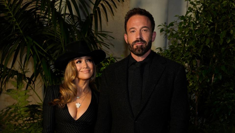 Actor Ben Affleck, seen here with wife Jennifer Lopez in October in Pasadena, Calif., filmed the movie "Hypnotic" with Robert Rodriguez in Austin in 2021.