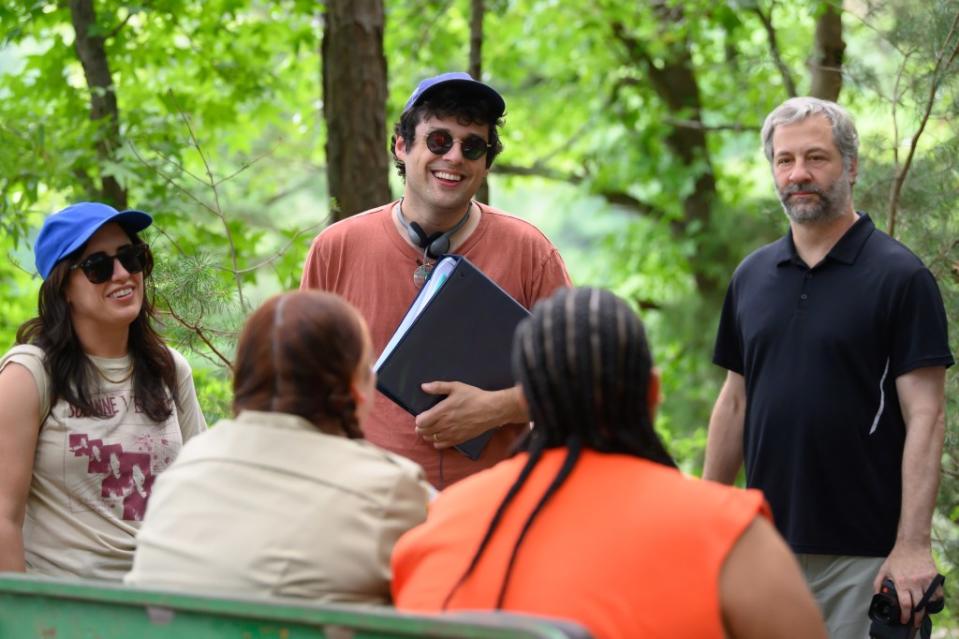 PLEASE DON’T DESTROY: THE TREASURE OF FOGGY MOUNTAIN — Pictured: (l-r) Albertina Rizzo, Paul Briganti, Judd Apatow — (Photo by: Anne Marie Fox/Peacock/Universal Studios)