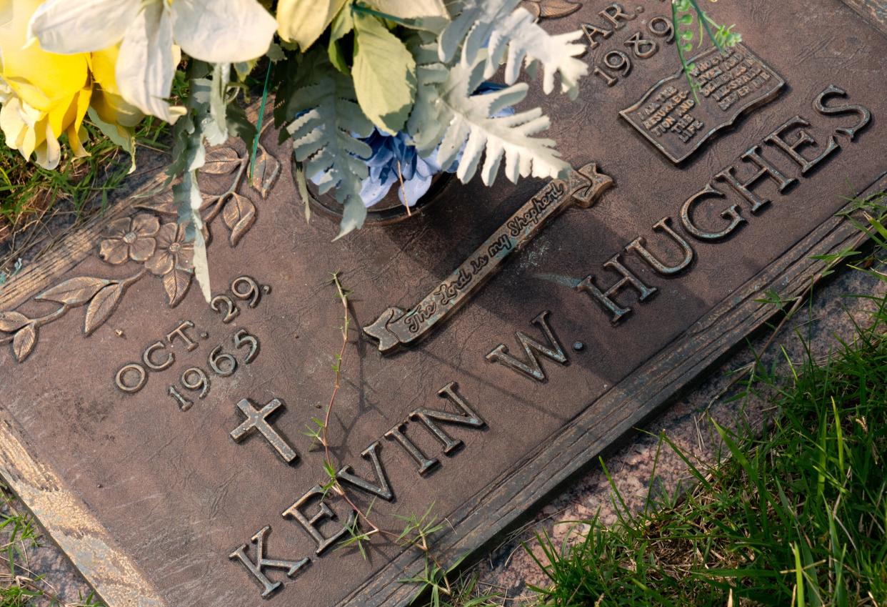 The grave of Kevin W. Hughes at the White County Memorial Garden in Carmi, Ill.