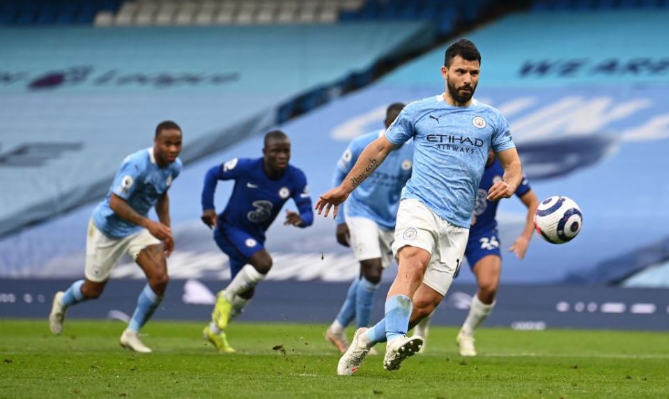 Aguero misses from the spotGetty Images