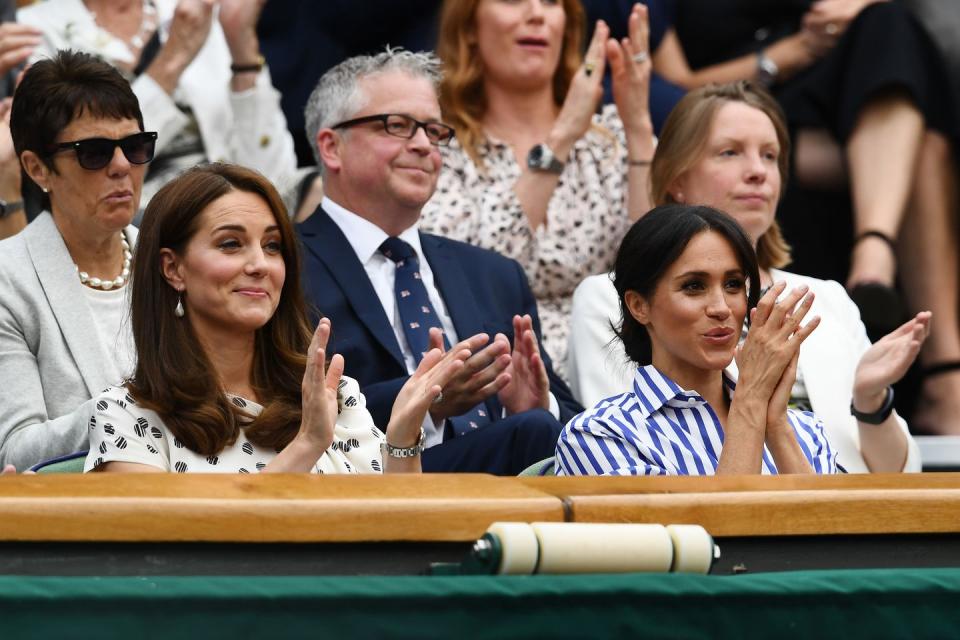 <p>The Duchesses applaud the players.</p>