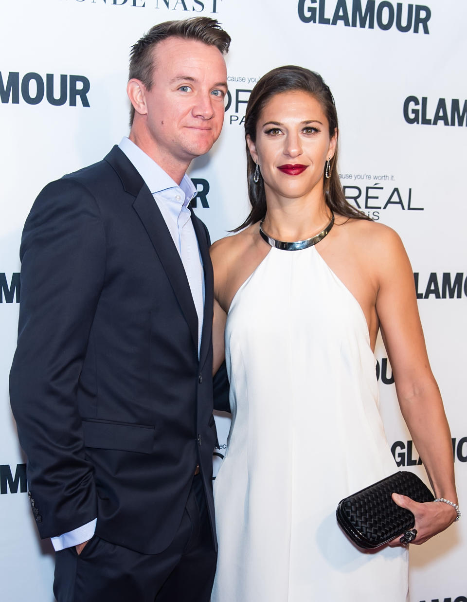 Carli Lloyd and Brian Hollins arrive at Glamour's 25th Anniversary Women Of The Year Awards on November 9, 2015