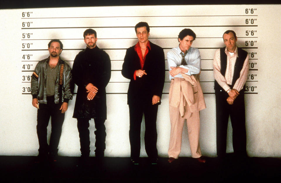 <a href="http://movies.yahoo.com/movie/the-usual-suspects/" data-ylk="slk:THE USUAL SUSPECTS;elm:context_link;itc:0;sec:content-canvas" class="link ">THE USUAL SUSPECTS</a> (1995) <br>Directed by: <span>Bryan Singer</span> <br>Starring: <span>Kevin Spacey</span> and <span>Gabriel Byrne</span>