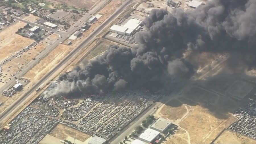 Auto recycling center fire