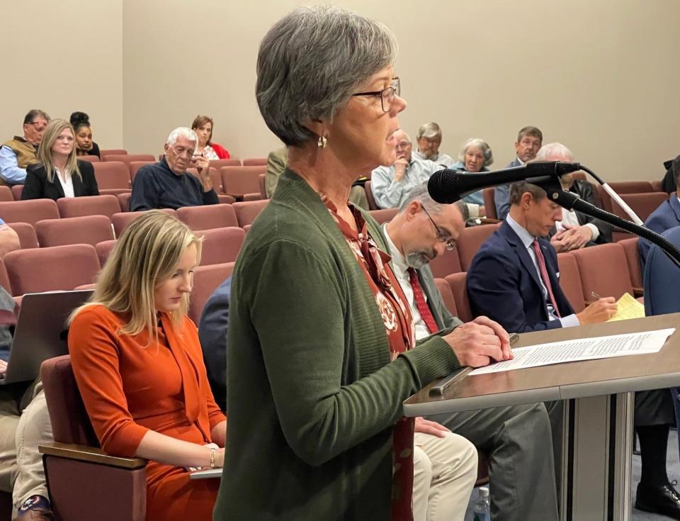 Cheryl Tillotson addresses Spartanburg County Council on Monday, Oct. 16.