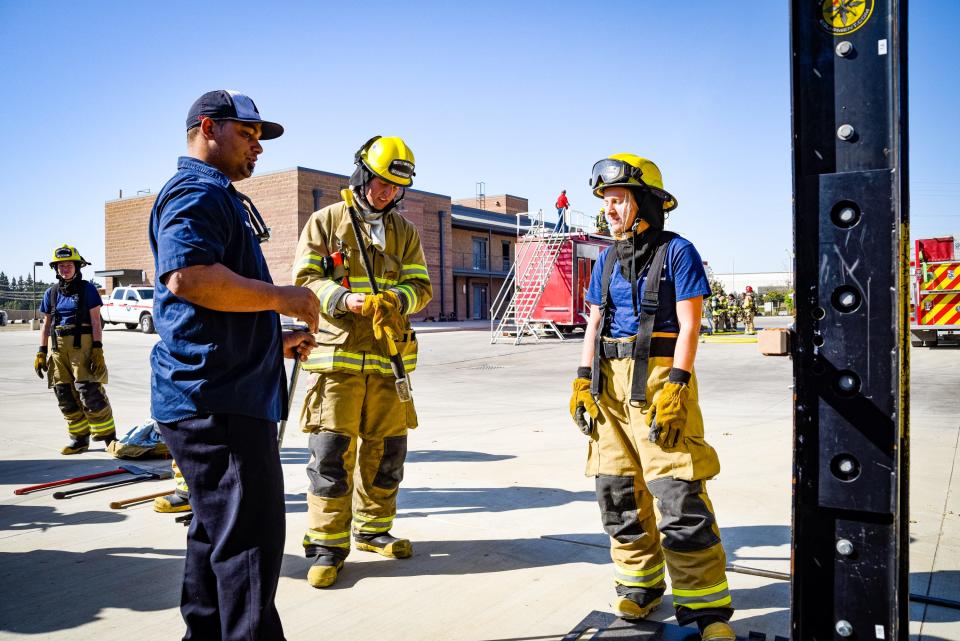 Visalia Fire Department hosted training for volunteer firefighters at Station 55 on Sunday, Oct. 13, 2019.