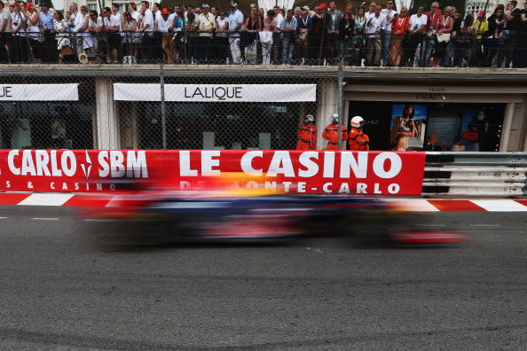 Sebastian Vettel of Germany and Red Bull Racing drives during the Monaco Formula One Grand Prix at the Circuit de Monaco on May 27, 2012 in Monte Carlo, Monaco. (Photo by Mark Thompson/Getty Images)