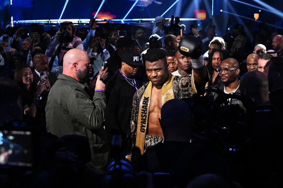 Francis Ngannou arrives at the ring in Saudi Arabia (Getty Images)