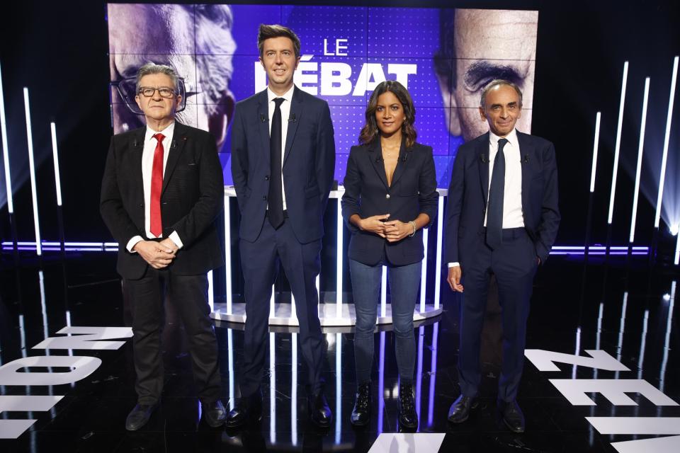 Jean-Luc Mélenchon et Eric Zemmour avant leur débat sur BFMTV, le 23 septembre 2021 - ABACA pour BFMTV