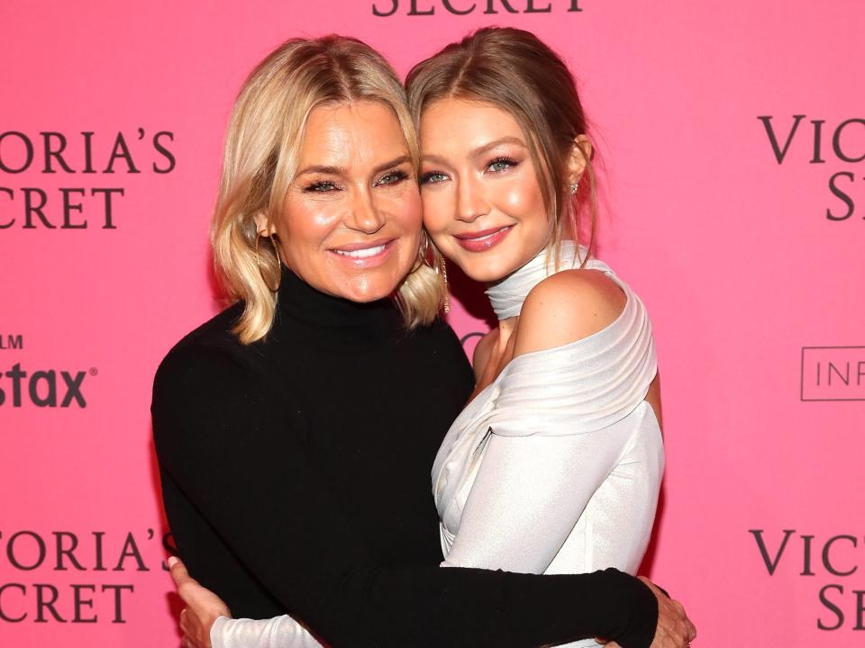 Yolanda Hadid and Gigi Hadid at a Victoria's Secret event in 2018