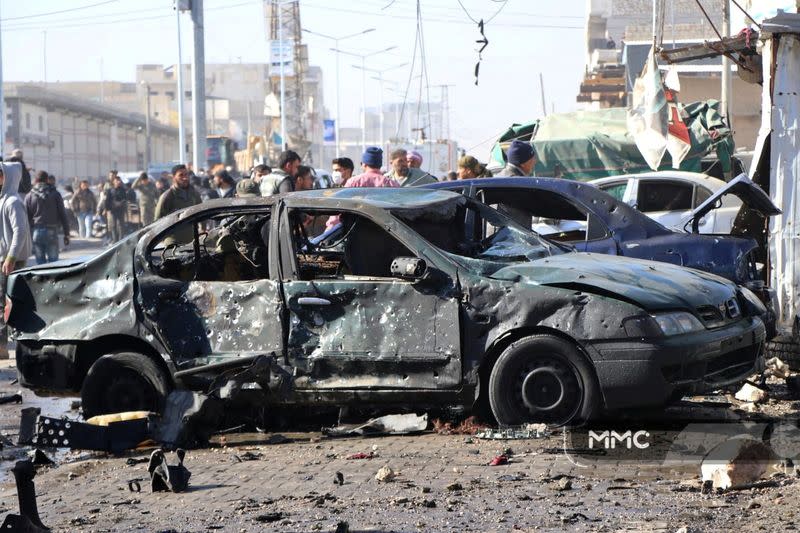 Aftermath of an explosion in Syria's al-Bab city