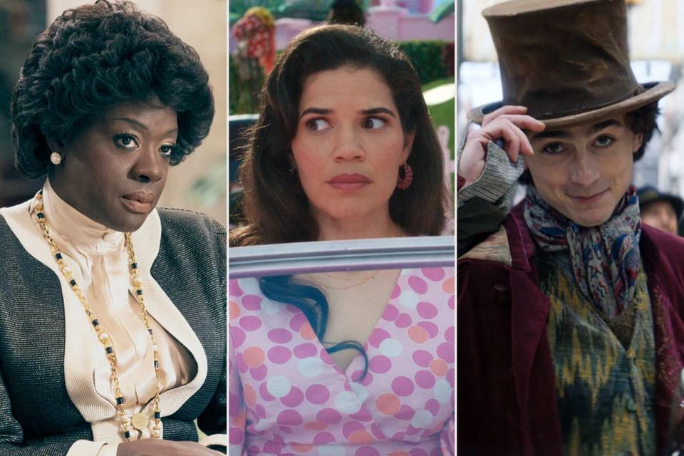 <p>Everett (3)</p> Viola Davis in "Air"; America Ferrera in "Barbie"; Timothee Chalamet in "Wonka"