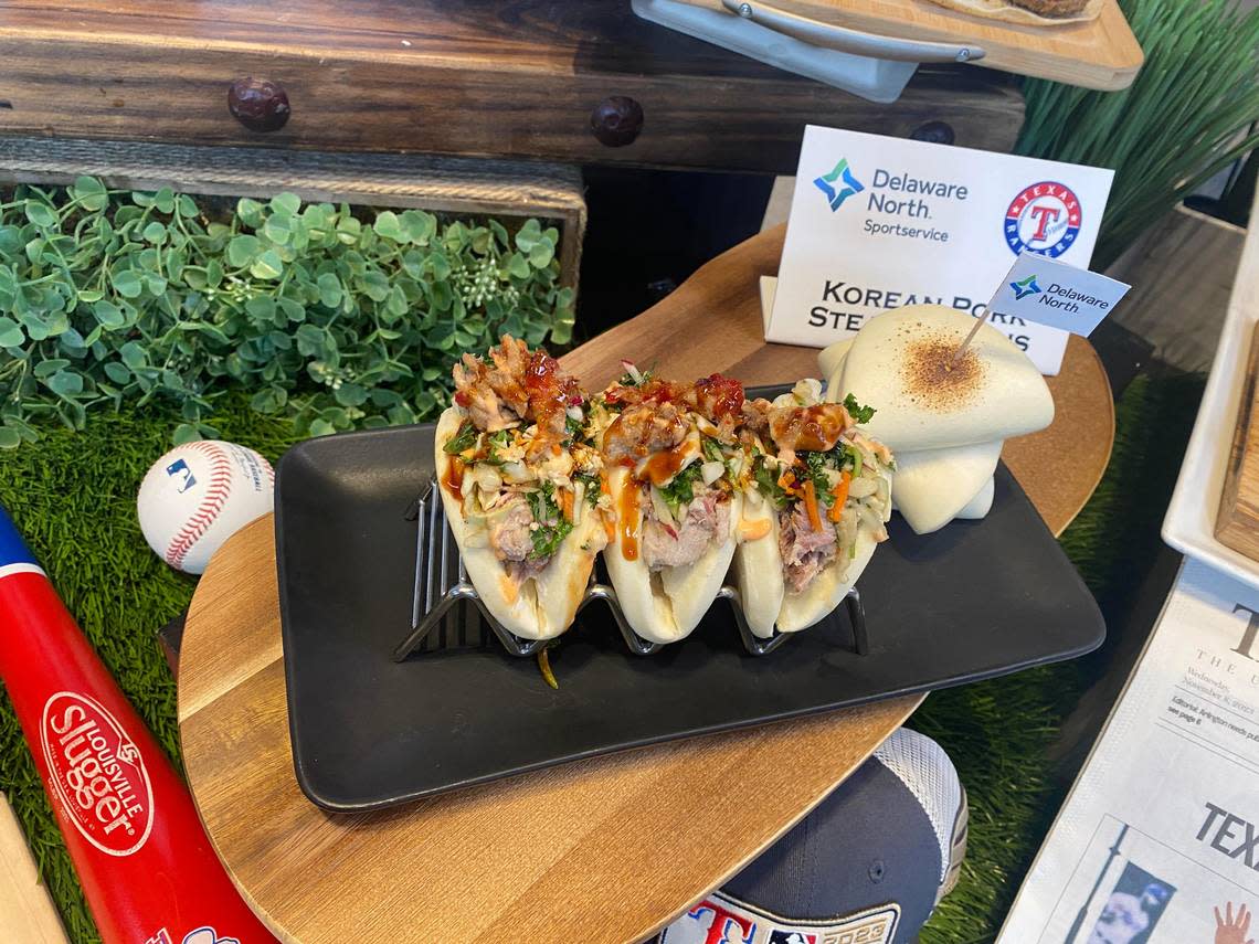 Korean Pork Steamed Buns on display at Globe Life Field