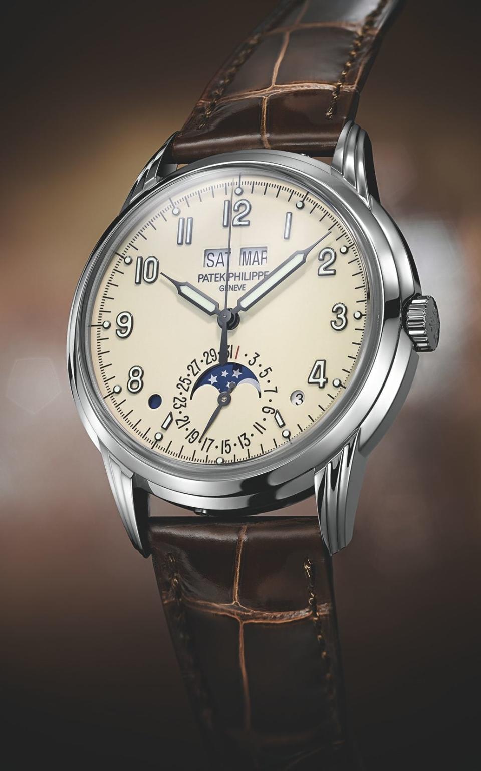 The Ref 5320G Perpetual Calendar with day, month, leap-year cycle and day-night indicator in 18ct white gold, £60,090, Patek Philippe - Protected by Copyright