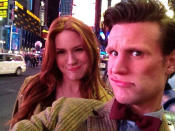 Celebrity photos: Dr Who stars Matt Smith and Karen Gillan were in New York filming scenes for the show. Enjoying some downtime in the evening, they shared this snap with Twitter followers.