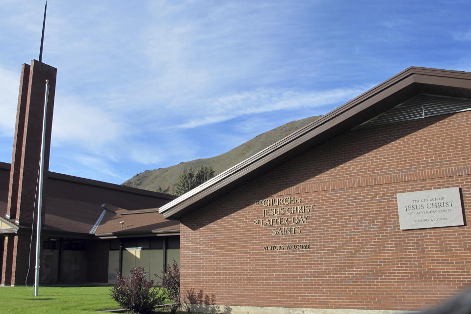 The exterior of The Church of Jesus Christ of Latter-day Saints is shown in Hailey, Idaho, on Tuesday, Sept., 19, 2023. A top Mormon church official learned a former bishop had made a religious confession to details about his relationship with his own daughter when she was a child. Recordings obtained by The Associated Press show that instead of helping prosecutors, the church used a legal playbook that has helped protect itself from sex abuse claims. Today, the former bishop is a free man. (AP Photo/Jason Dearen)