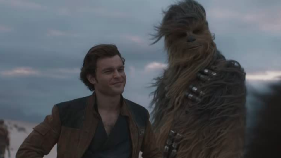 Alden Ehrenreich and Joonas Suotamo in Solo: A Star Wars Story